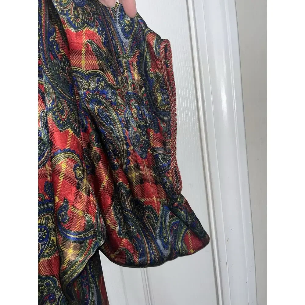 Vintage Christian Dior Neiman Marcus Caftan Luxe Lounge Dress Plaid Paisley SZ L